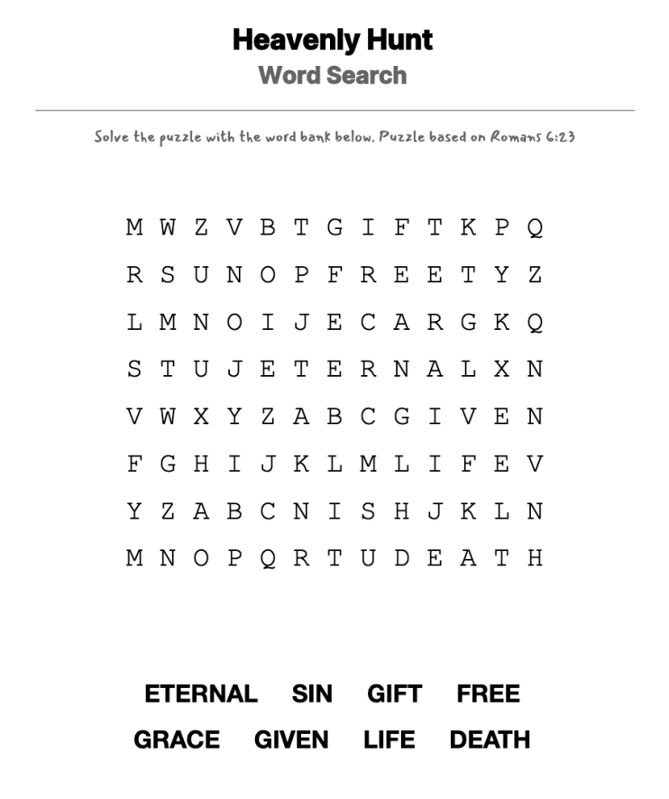 Christmas Unwrapped word-search